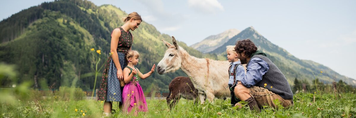 Familie mit Esel | ©  Tiroler Zugspitz Arena